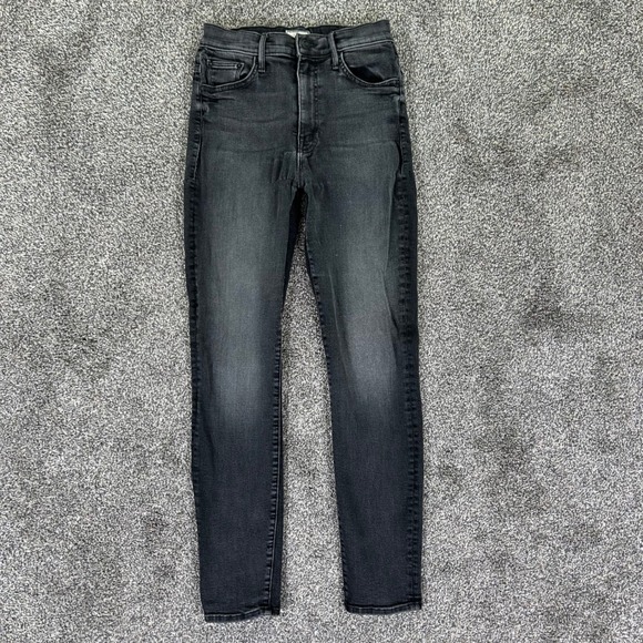 MOTHER Denim - Mother The Swooner Ankle Jeans‎ Cat Got Your Tongue Faded Black Skinny Womens 25